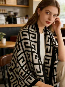 Women's Soft Plaid Scarf Shawl, Knitted Shawl, Spring Transition Essential, Elegant Fitted Design, All-Season Wear, Lightweight Breathable Fabric