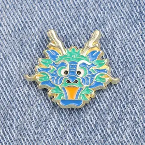 Chinese style totem Qinglong brooch cartoon personality cute badge schoolbag clothes pin accessories