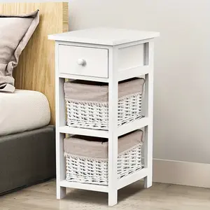 Seasonal promotion 1pc End Bedside Table, Nightstand Chest Cabinet Bedroom Furniture Drawer Basket, Nightstands Storage Storage Organizers