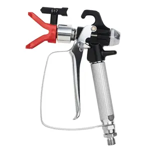 3-Piece Airless Spray Gun Set (Black Series), 1 Black Spray Gun + 1 Red Base + 1 Black 517 Nozzle, Home Decoration Airless Paint Sprayer Painting Machine Tool Accessories, Paint Spraying Tool, Suitable for Airless Sprayers for Spray Painting, Latex Paint