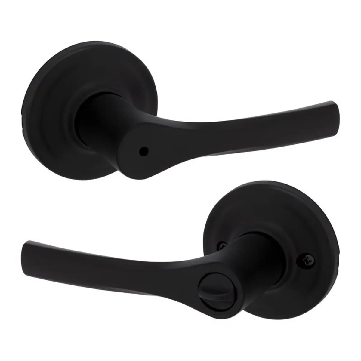 Kwikset 5059790 Metallic Hardware Solid Metal Privacy Lever, 2.75 x 0.5 in., Right or Left Handed, Matte Black Door Hardware, Metallic Hardware Door Levers, Solid Metal Door Levers