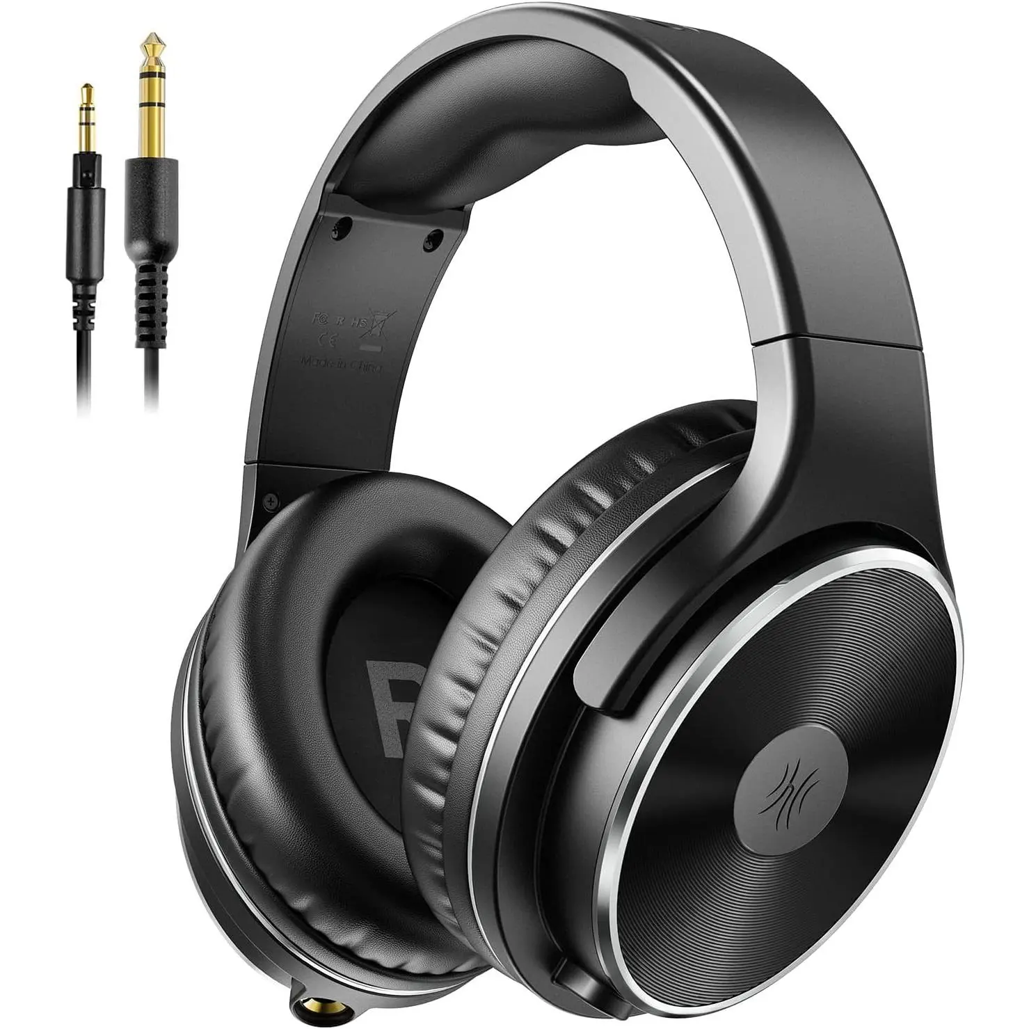 Wired Headphones - Over Ear Headphones with Noise Isolation Dual Jack Professional Studio Monitor & Mixing Recording Headphones for Guitar Amp Drum Podcast  PC Computer