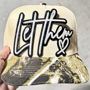 Let Them Embroidered Glitter Hat Patch