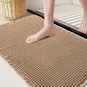Joyfinity Upgraded Waffle Bath Mat Absorbent Non-SlipRubber Backed Machine ,Door Carpet Suitablefor Bedroom Balcony Living Room HomeDecoration, Bathroom Accessories, RoomAccessories, Room Decor Boho Brown