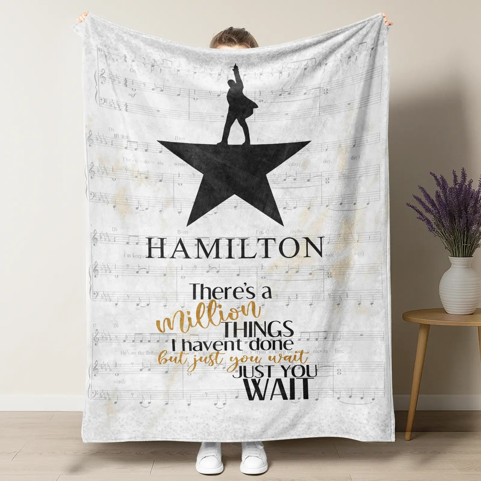 Hamilton Musical Print Blanket, There's A Million Things I Haven't Done, But Just You Wait, Soft Fleece Throw for Kids Boys & Girls, Perfect Gift for Home Decor, Cozy Throw Blanket
