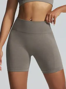 Seamless Cationic Yoga Pants Quick-Dry Fitness Shorts, Embroidered Peach Butt Tight Gym Shorts for Women, High-Waisted Workout Bottoms