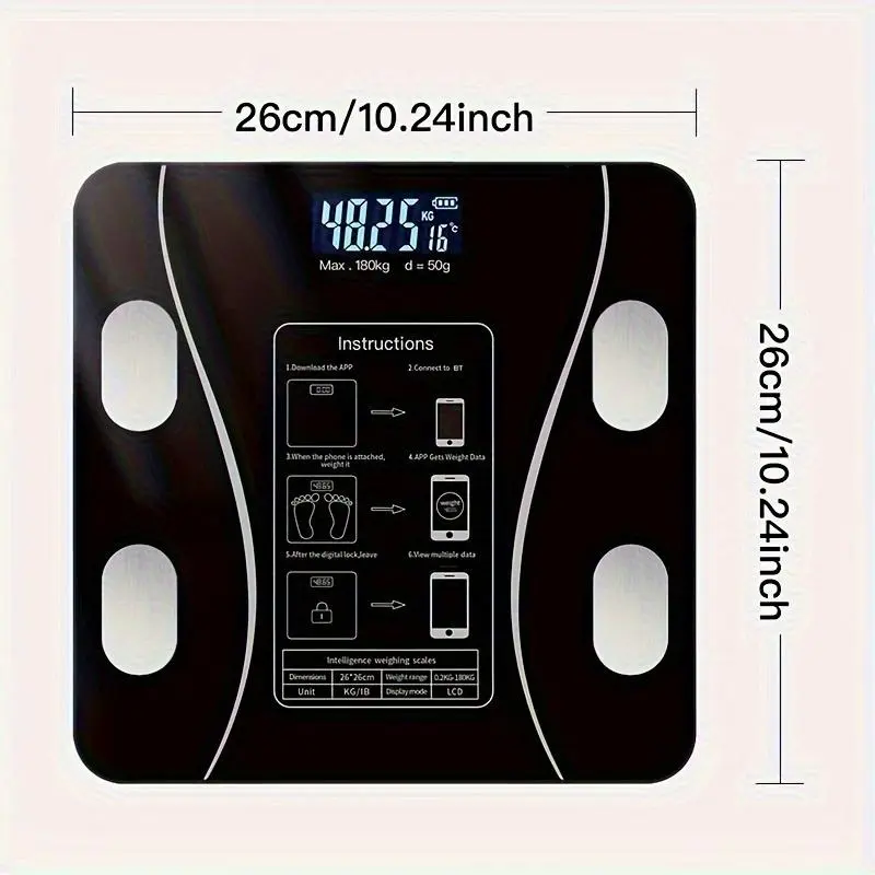 Smartscale Wireless Digital Bathroom Scale with LCD Display Accurate Weight Measurement Compact Durable Design for Home & Outdoor Use Ultra-Thin High Precision Body Composition Monitor Healthcare