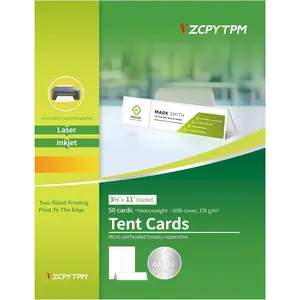 50 3.5x11 Inch Tent Cards Printable Place Cards for Table Setting Name Card for Laser or Inkjet Printers Ideal for Wedding Dinner Party Buffet