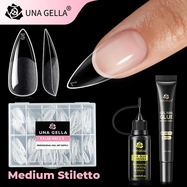 Medium Stiletto+15ml Air Dry Gel Nail Glue+20ml Nail Glue Remover