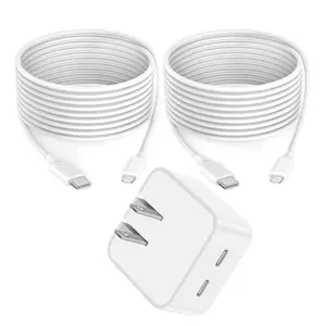 iPhone Charger Fast Plug, 40W Dual USB C Wall Charger Apple USB-C Port Power Adapter with 2 Pack 3FT USB-C