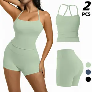 Kabuer Women's Sleeveless Yoga Suit Quick-drying Fitness Clothes for Outdoor Running in Shorts Set 3 COOLER Colors Stretchable Activewear Sportswear Yoga Lounge Suit