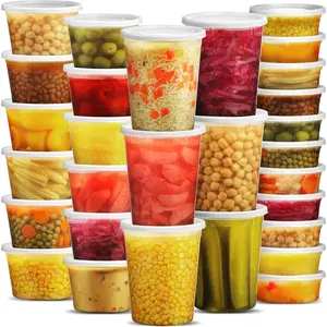 48 Sets Deli Containers with  - 8oz, 16oz & 32oz - Leak Proof, Microwaveable, Dishwasher & Freezer Safe - Plastic  Storage & Soup Containers