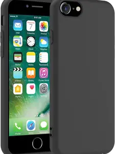 Phone Case Compatible with iPhone 7/8/ SE 2020/ SE 2022, Black Soft TPU Matte Finish Slim Fit Shockproof Cover for Girls Women Boy Men