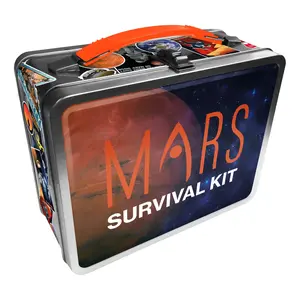 AQUARIUS Mars Survival Kit Fun Box - Sturdy Tin Storage Box with Plastic Handle & Embossed Front Cover - Officially Licensed for Fun Merchandise & Collectible Gift