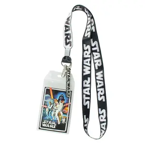 Star Wars Lanyard Detachable with Clear ID Badge Holder Lobster Clasp And 2.5" Rubber Logo Charm