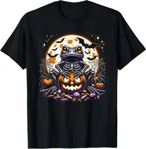 Halloween Toad Frog Skeleton Lazy Costume T-Shirt