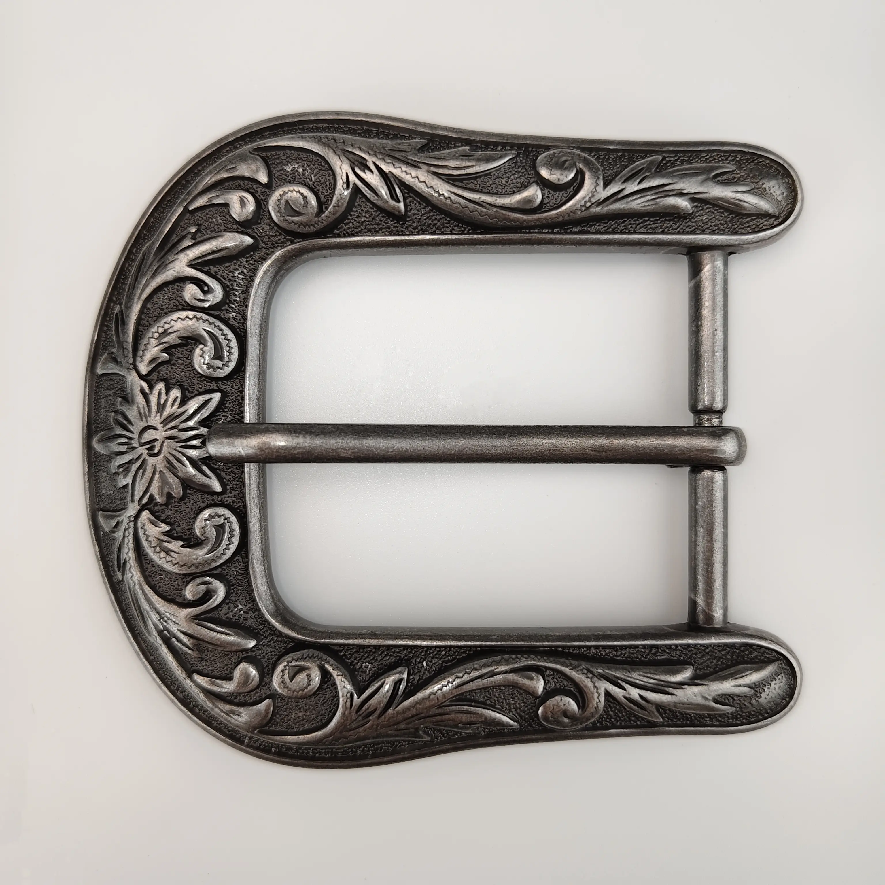 Vintage Floral Scroll Pin Belt Buckle Unisex Western Cowboy Prong Belt Buckle Zinc Alloy Engraved Western Belt Buckle For Men Women Leather Belt Accessory