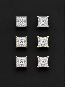 14k Solid Gold Princess Gemstone CZ Snap Setting Studs Earrings