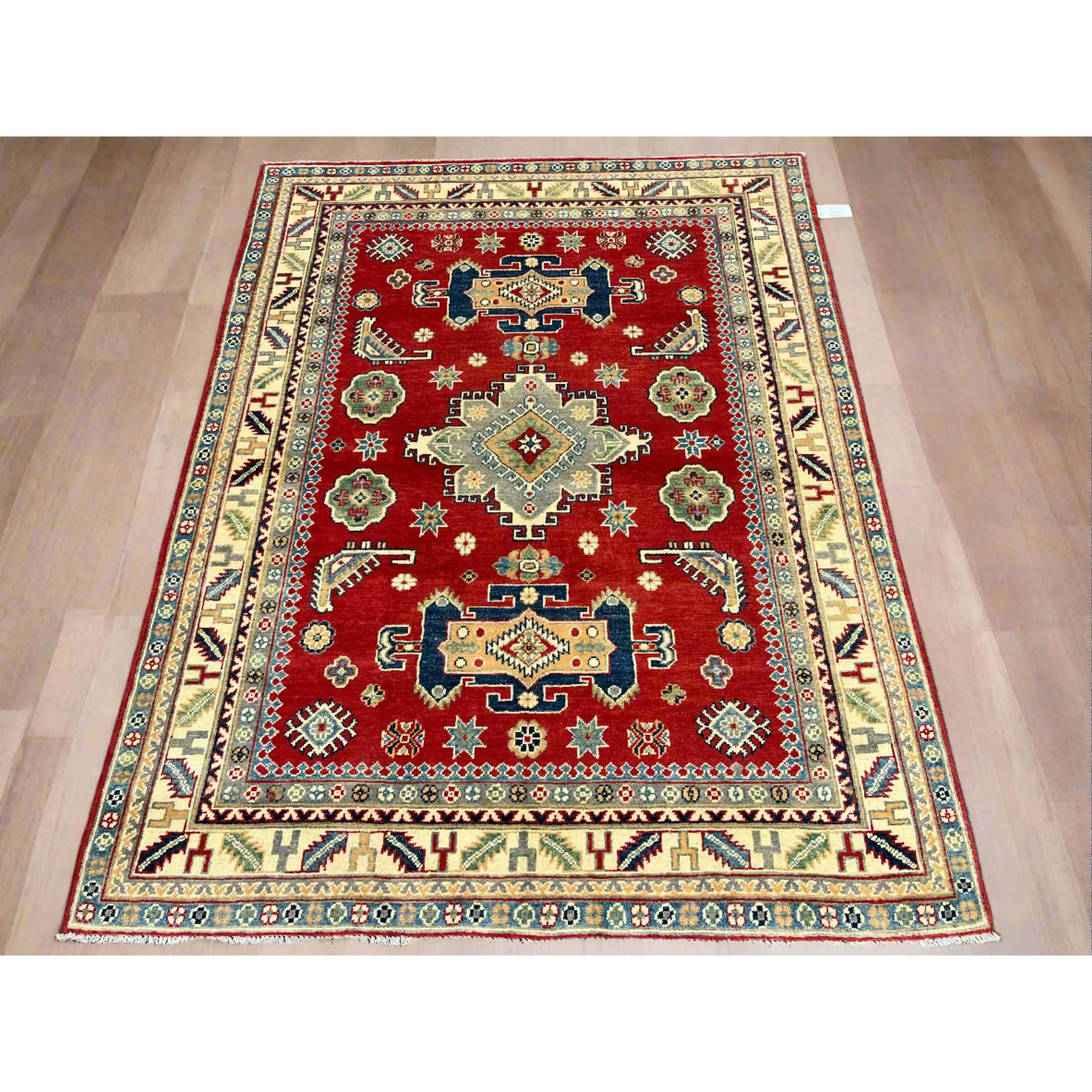 Geometric Red 5X7 Kazak Oriental Rug # 13829