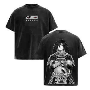 Uchiha Madara Naruto Shippuden Vintage Washed Lightweight Cotton Oversized Anime Manga T-Shirt, Double Printed Bootleg Graphic Tee, Y2K Aesthetic Acid Wash Faded Retro Unisex Streetwear Gym Pump Cover Susanoo Ghost of Uchiha Gift TikTok Trend