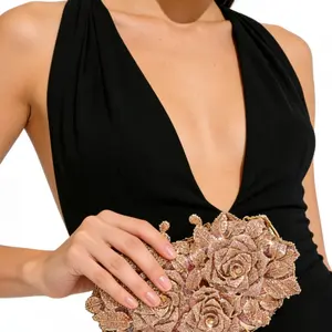 Elegant Crystal Evening Handbag, Luxury Women's Purse, Fashion Lipstick & Perfume Bag, Handmade Metal Diamond Bag for Parties