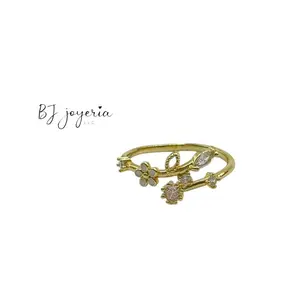 COPPER FLORAL LEAF RING (0170)
