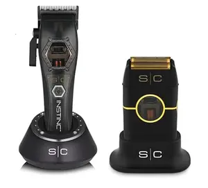 StyleCraft Instinct Metal Edition Professional Hair Clipper & Foil Shaver Bundle with IN2 Vector Motor & Gold Titanium Foils