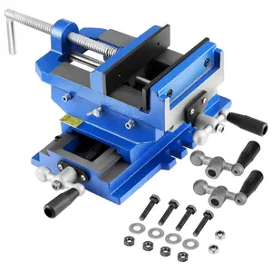 Cross Slide Drill Press Vise, 4-Inch Jaw Width, 2-Way X-Y Axis Bench Vise, 3.5-Inch Max Jaw Opening, Heavy-Duty Cast Iron Workbench Vice Clamp For Woodworking, Drilling, CNC Milling Machines