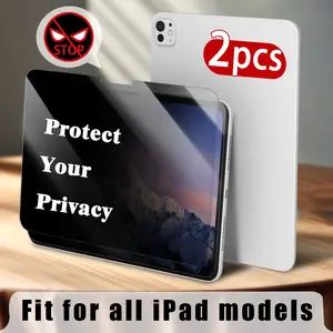 2pcs Anti-Spy Tempered Glass Privacy Screen Protector, Tablet Protector for iPad 11th/10th/9th/8th/7th/6th/5th/pro/air/mini, Ultra-Clear, Compatible with Apple Pencil