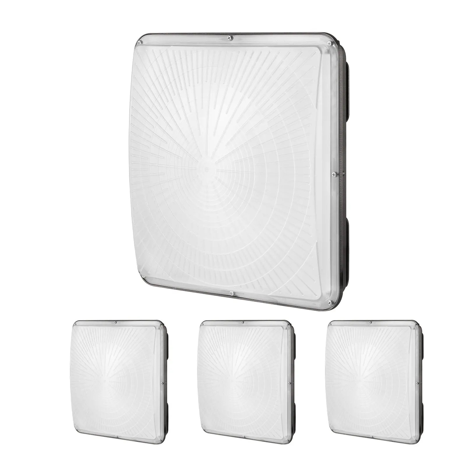 VEVOR 4 Pack LED Canopy Lights, 150W, 16500LM 5000K Daylight Commercial Industrial Outdoor Canopy Lights, 12.4x12.4 Surface Mount Ceiling Lighting for Gas Station Warehouse Garage Street Shop, IP65