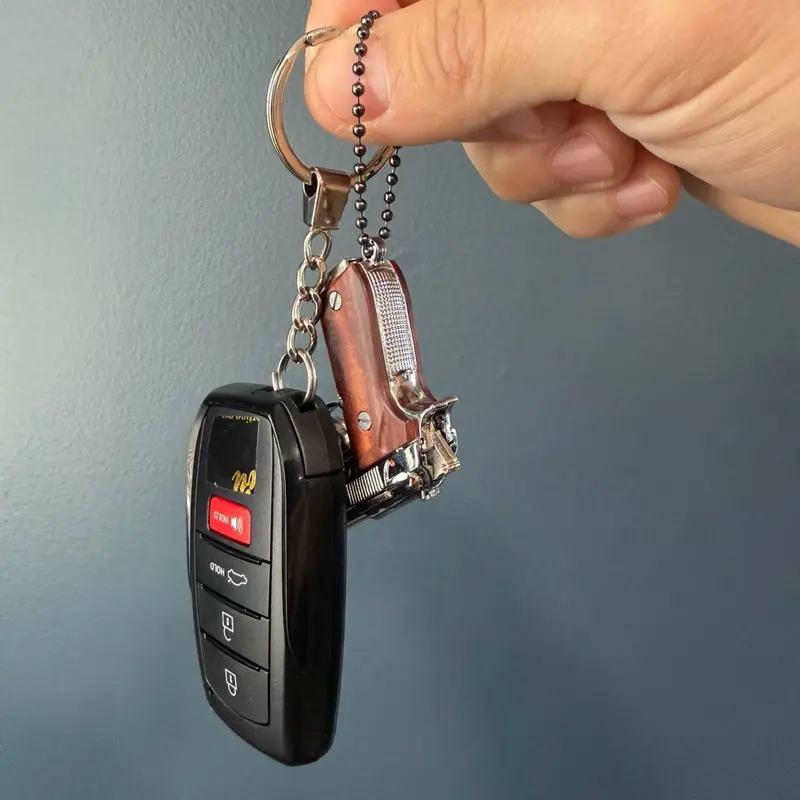 Mini Keychain Collectible with Wooden Grips, Protective Box, Elegant Design and Colorful Appeal