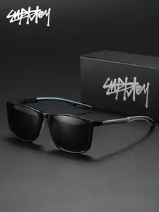 Supkley Unisex Lightweight Polarized Sunglasses, Square Frame PC Material Reduces Glare UV Protection, Fashionable Gift for All Seasons