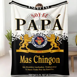 Soy El Papá Fleece Blanket, Mexican Beer Style Gift for Dad, 'Mas Chingón’ Latino Throw, Man Cave Decor, Father’s Day Unique Gift for Hispanic Families