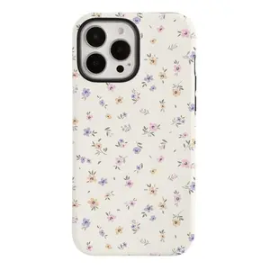Shockproof Protective Rubber Cellphone Case, High-Quality Casing with Tough Printed Flower Farm & Minimalist Mini Doodle Floral Designs, Soft Girl Accessory for iPhone 11-16 Devices