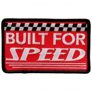 Built for Speed Checkered Flag Iron on Sew on Patch (4.0 X 3.0 Inch)