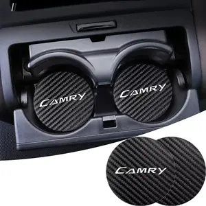 For Toyota CAMRY  2Pcs Car Coaster Water Cup Bottle Holder Anti-slip Pad Mat Silica Gel Bottle Holder Pad Car Accessories