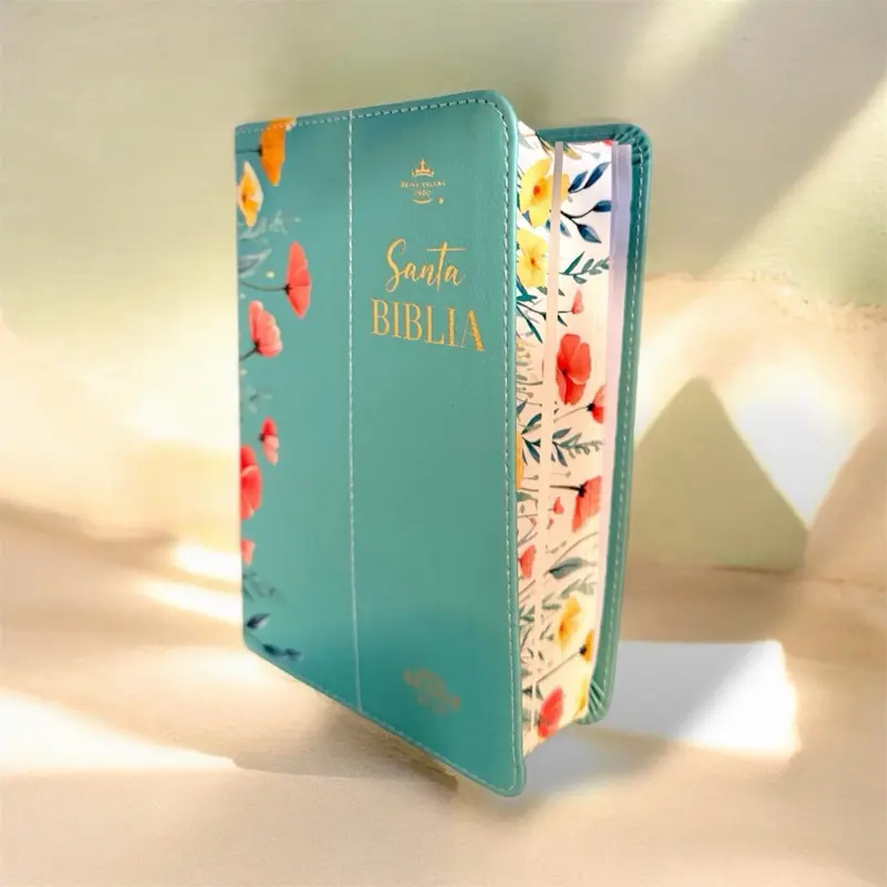 BIBLIA PEQUEÑA CON LETRA GRANDE SIN CIERRE CANTO FLOREADO