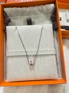 Pre-owned Mini Pop H Hermes Necklace Rose Dragee Rose/Silver