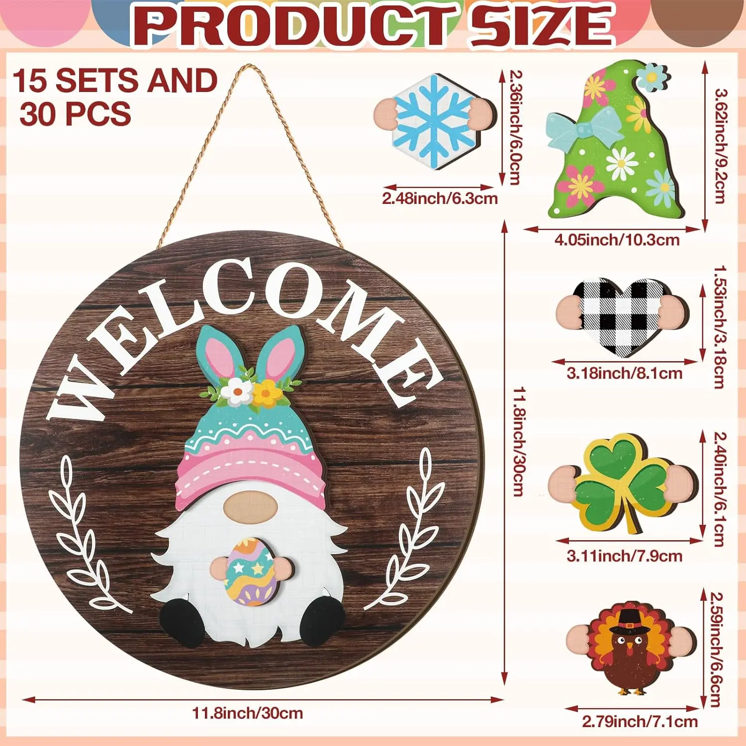Interchangeable Wooden Gnome Decor Holiday Seasonal Gnome Decorations with Magnet Pieces and Detachable Hats Changeable Welcome Sign Home(Attractive Style) Interchangeable Wooden Gnome Decor Holiday Seasonal Gnome Decorations with Magnet Pieces and Detachable Hats Changeable Welcome Sign Home(Attractive Style)
