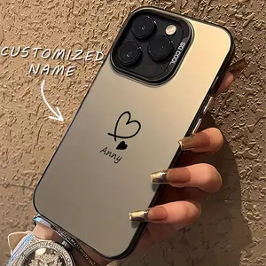 Phone Case - Customizable Personalized Initial/ Name Phone Case, Hard Material, Scratch-Resistant, Fingerprint-Proof, for Iphone 17/ 16/ 15/ 14/ 13/ 12/ 11 Pro Max/ Pro/ Plus/ Xs Max Air, Printed Phone Case, Colored Silver, Ideal for Gifts
