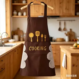 Unisex Waterproof Kitchen Cooking Apron - Halter Back Strap, Tie Design, Wipeable Pockets, Coral Fleece Wipers, Oil & Dirt Resistant, Comfortable, Easy Cleaning Apron, 1 Size Fits All for Cooking, Cleaning tiktokshopspringglowup