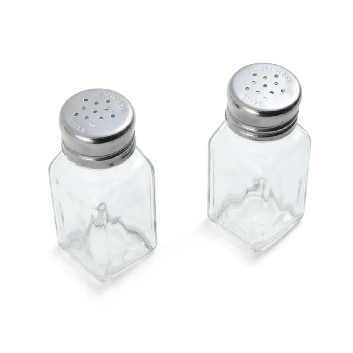212 MAIN Glass & Stainless Steel Salt & Pepper Shakers Set - Kitchen Seasoning Containers, Dishwasher-Safe