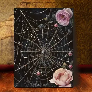 1 Spider Web Art Painting - Handmade Wooden Frame, Wooden Framed Canvas Wall Decor, Artwork, Suitable for Living Room, Dining Room, Room, Bar - Spiritual Wall Decor and Gift, Perfect for Easter, Christmas, Halloween