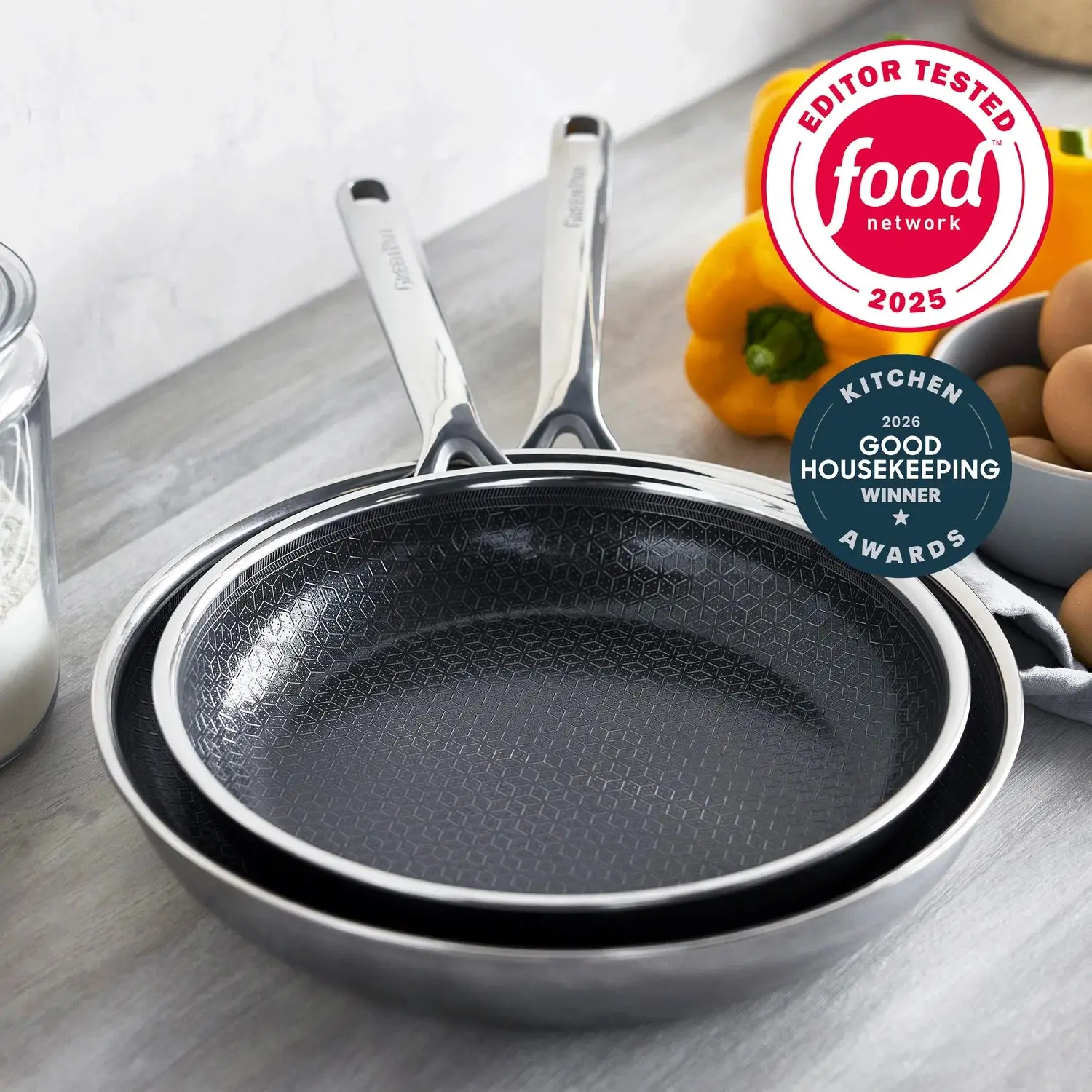 Green Pan Spectra 2-Piece Thermobond Hybrid Ceramic Nonstick Skillet Set - Thermal Lightweight Aluminum Cookware, Built to Last, 2 Sizes, Consistent Daily Cooking Results