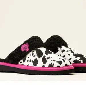 Ariat Women's Jackie Square Toe Pik Pony Slippers Soft Genuine Suede Leather Upper Plush Acrylic Collar EVA Sole