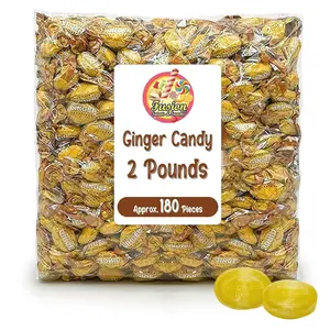 Ginger Candy - 2 Pound Bag - Hard Ginger Candy For Nausea Relief And Digestion Aid - Individually Wrapped Ginger Hard Candy (Approx 180 Pieces)