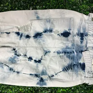 Acid wash denim blue skirt with belt
