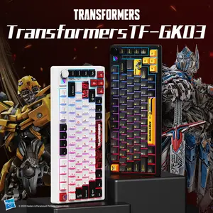 Transformers TF-GK03 Three-Mode Mechanical Keyboard with Hot-Swappable Cybertron Switches RGB Lighting Effects Low Latency Win/MAC Compatible Built-in Silencer