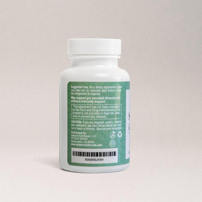 Salaam Nutritionals Synbiotic Plus Halal Probiotic with Prebiotics 3.5 Billion CFU Veggie Capsules 60 Count Gut and Immune Support Digestion Vitamin Daily Dietary Supplement