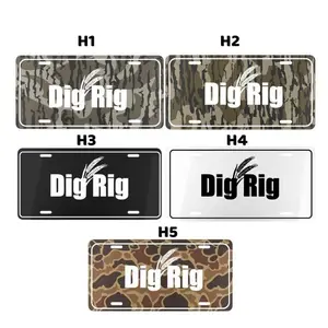 DIG RIG Camo License Plate, 12" x 6" Aluminum Vanity Tag for US Vehicles, best gift, Old School Bottomland Camo/ Duck Camo/ Woodland Camo Vanity Plate